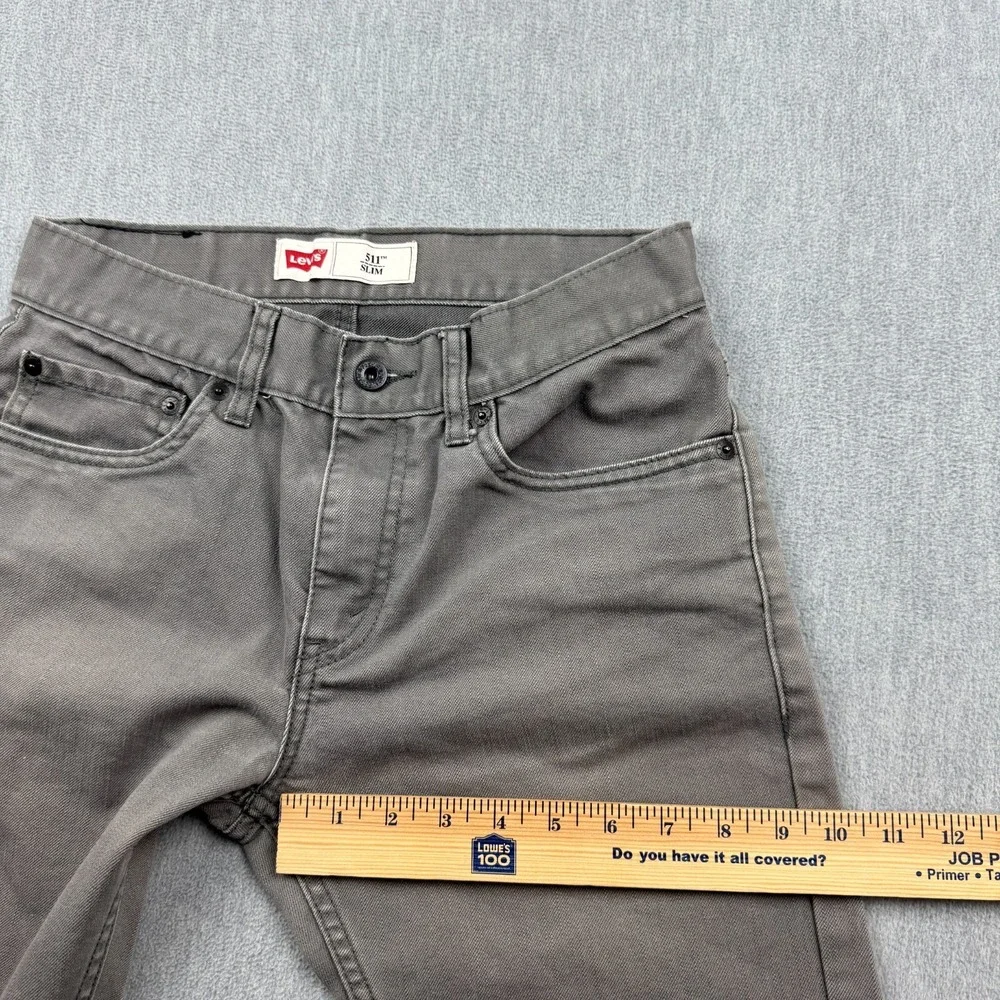 Levis 511 Pants‎ Youth Boys 18 Reg 29X29 Gray Stretch Slim Straight Leg Denim